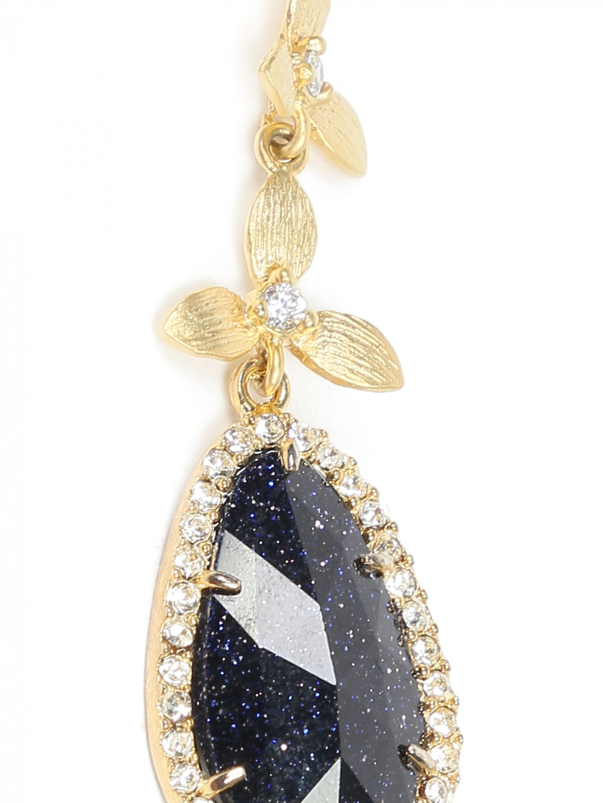 Серьги с камнем декорированные кристаллами Boonpa  –  Деталь  – Цвет:  Золотой