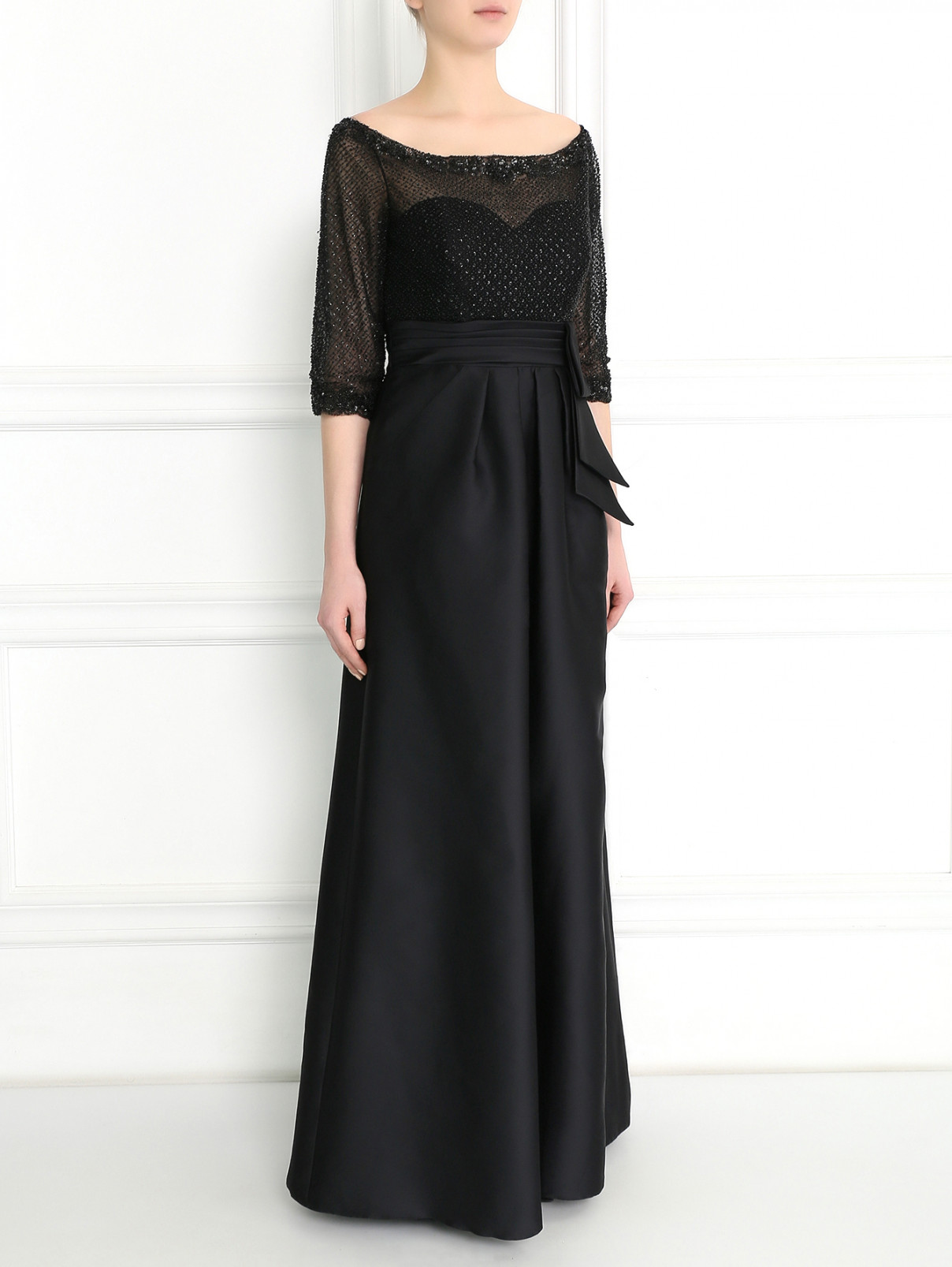 Платье-макси, декорированное бисером Rosa Clara  –  Модель Верх-Низ  – Цвет:  Черный