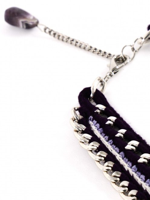 Ожерелье из текстиля и металла декорированное камнями  - Деталь1