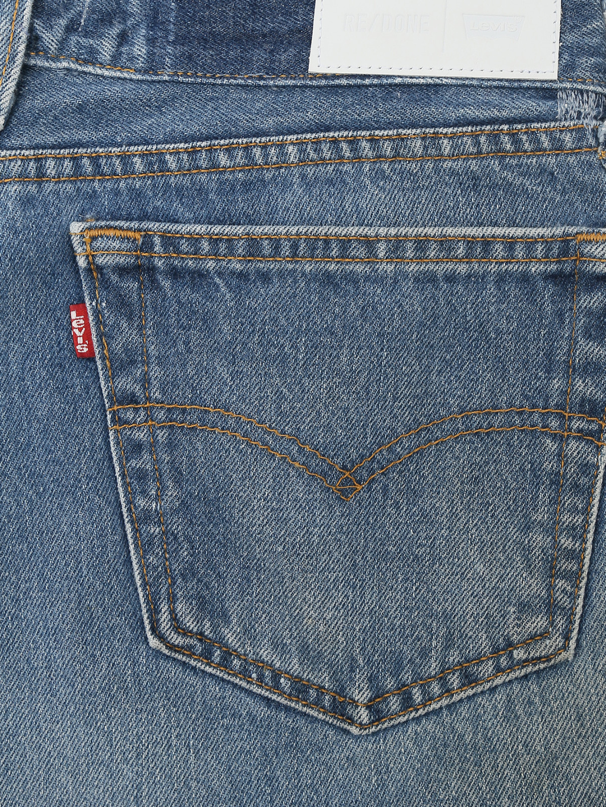 Укороченные джинсы из светлого денима Re/Done  –  Деталь  – Цвет:  Синий