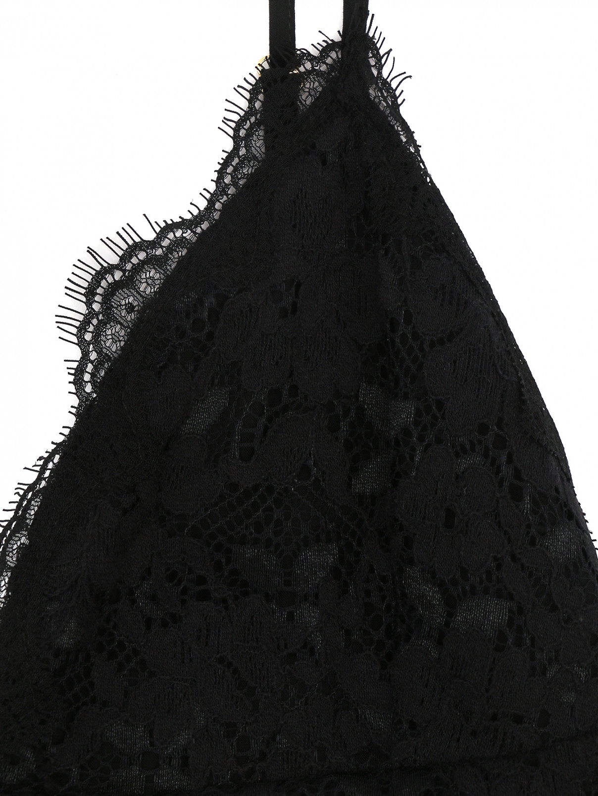 Плиссированное платье с кружевной отделкой на тонких бретелях Ermanno Firenze  –  Деталь  – Цвет:  Черный