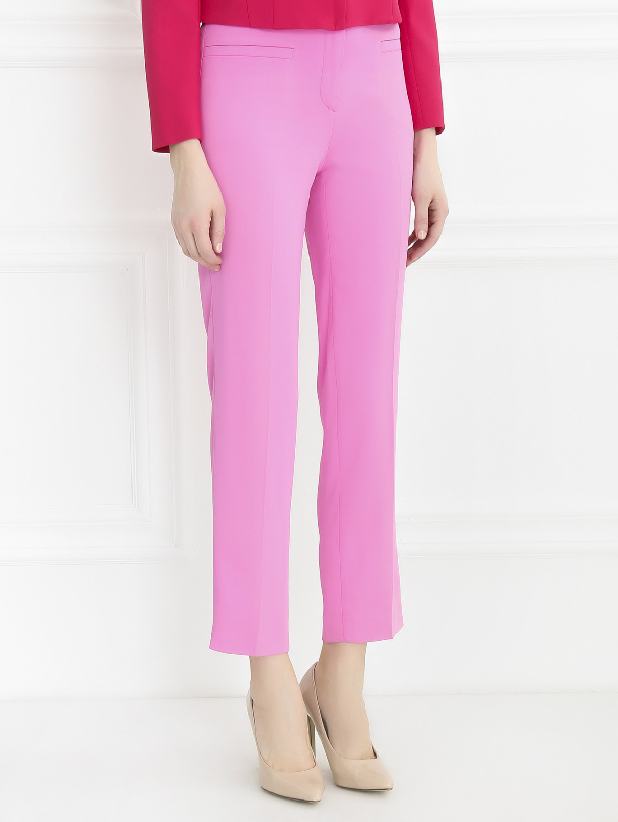 Укороченные брюки прямого кроя из вискозы Versace 1969  –  Модель Верх-Низ  – Цвет:  Розовый