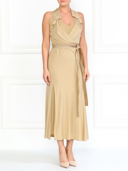 Платье с кожаным ремнем DKNY - Модель Общий вид