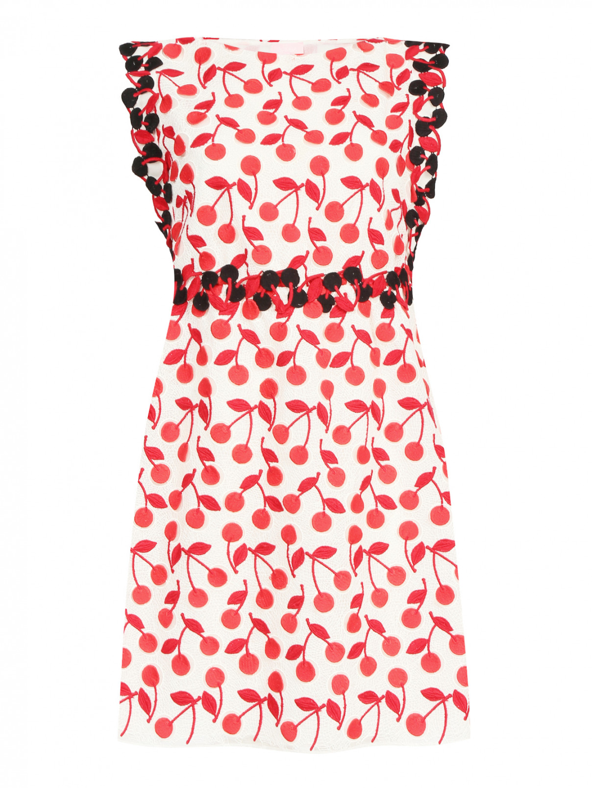 Платье-мини из фактурной ткани с аппликацией Giamba  –  Общий вид  – Цвет:  Мультиколор