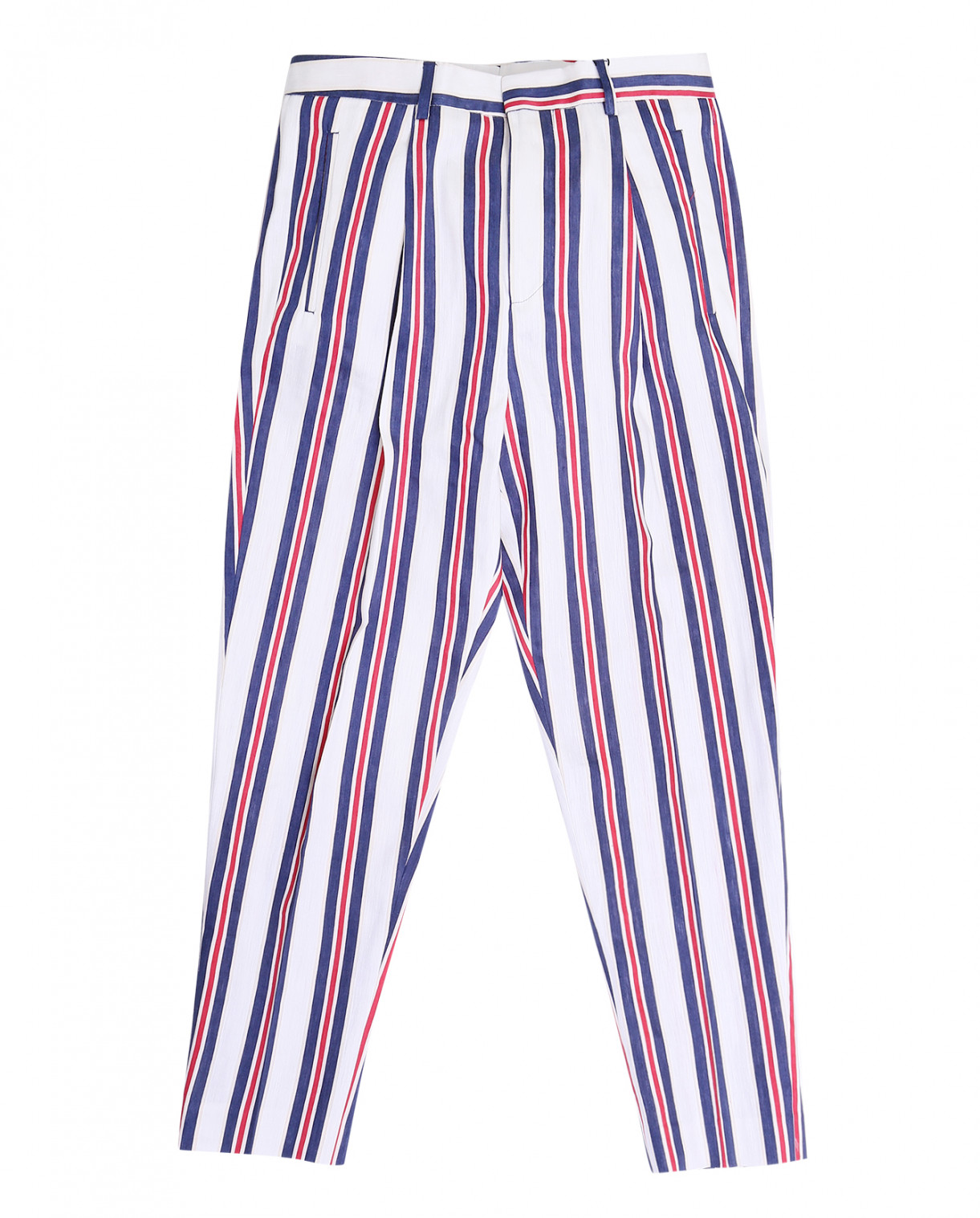 Полосатые брюки из льна и хлопка Chloé Stora  –  Общий вид  – Цвет:  Узор