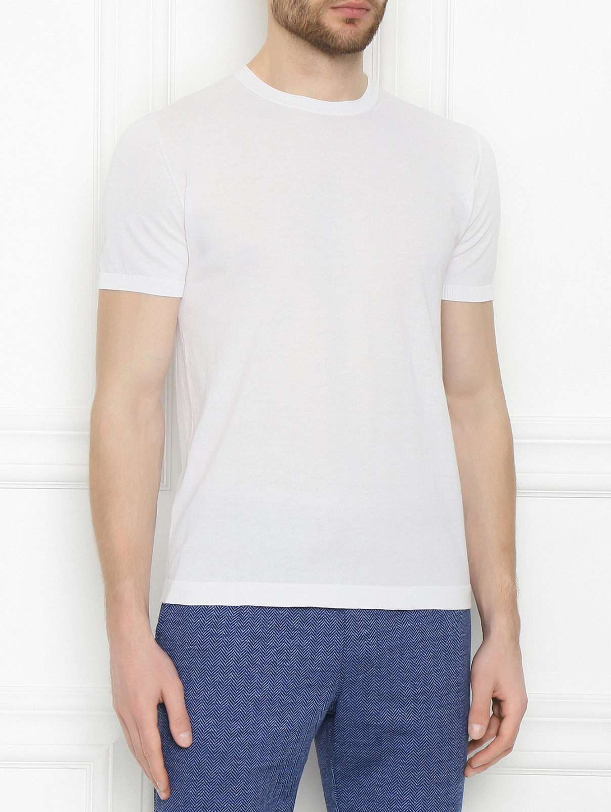 Трикотажная футболка из хлопка Kangra Cashmere  –  МодельВерхНиз  – Цвет:  Белый