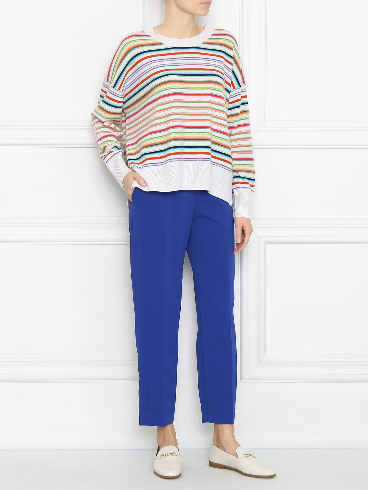 Укороченные брюки с карманами Sjyp  –  МодельОбщийВид  – Цвет:  Синий