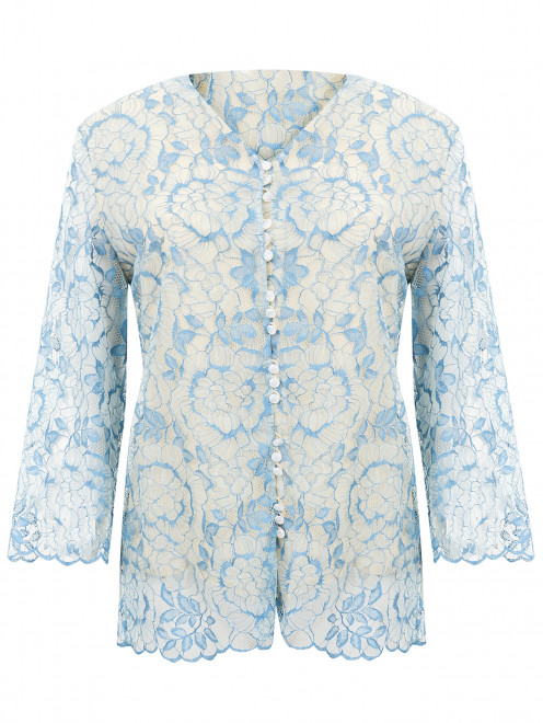 Блуза из смесового хлопка с кружевной отделкой - Общий вид