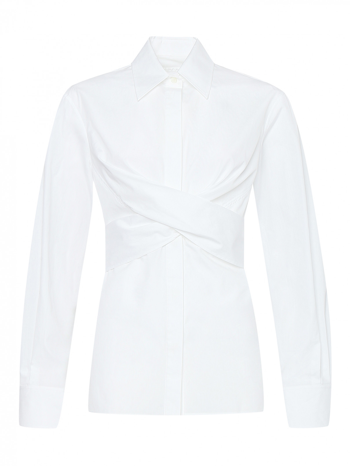 Рубашка из хлопка с узлом Helmut Lang  –  Общий вид  – Цвет:  Белый