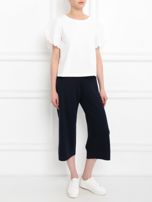 Укороченные брюки из шерсти свободного кроя с боковыми карманами Allude - Модель Общий вид