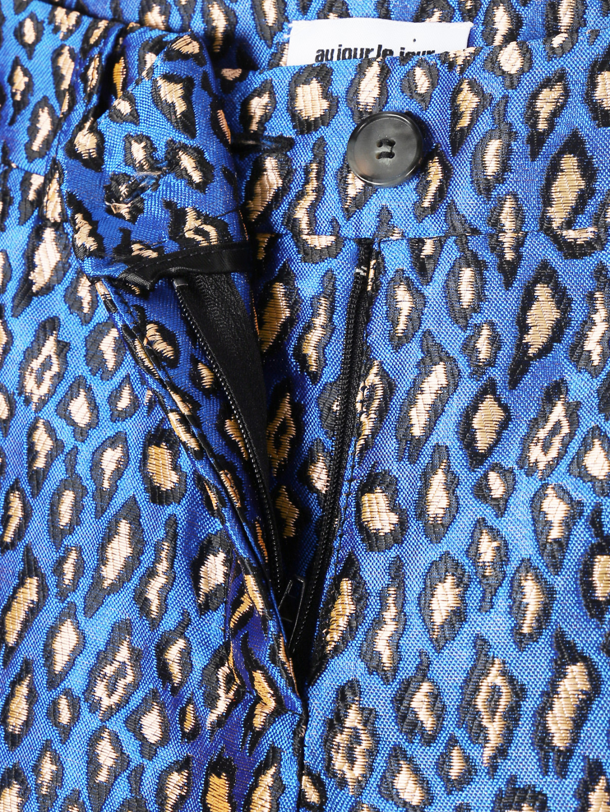 Брюки с анималистичным   узором и боковыми карманами Au Jour Le Jour  –  Деталь1  – Цвет:  Синий