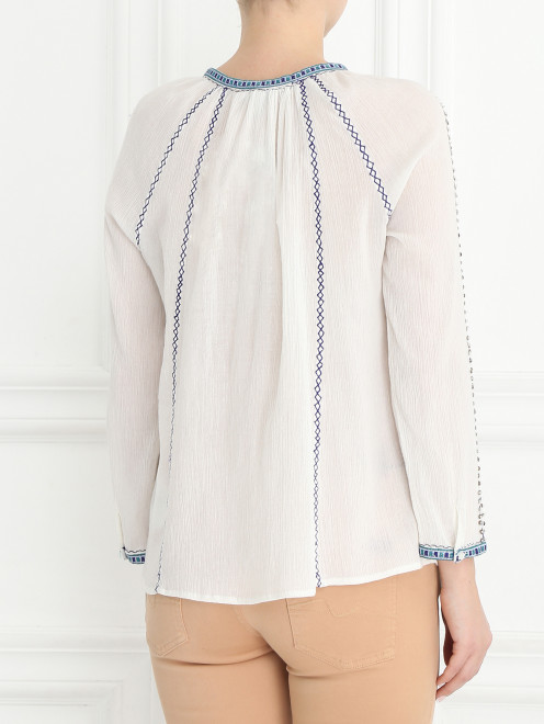 Блуза из хлопка декорированная пайетками и вышивкой - Модель Верх-Низ1