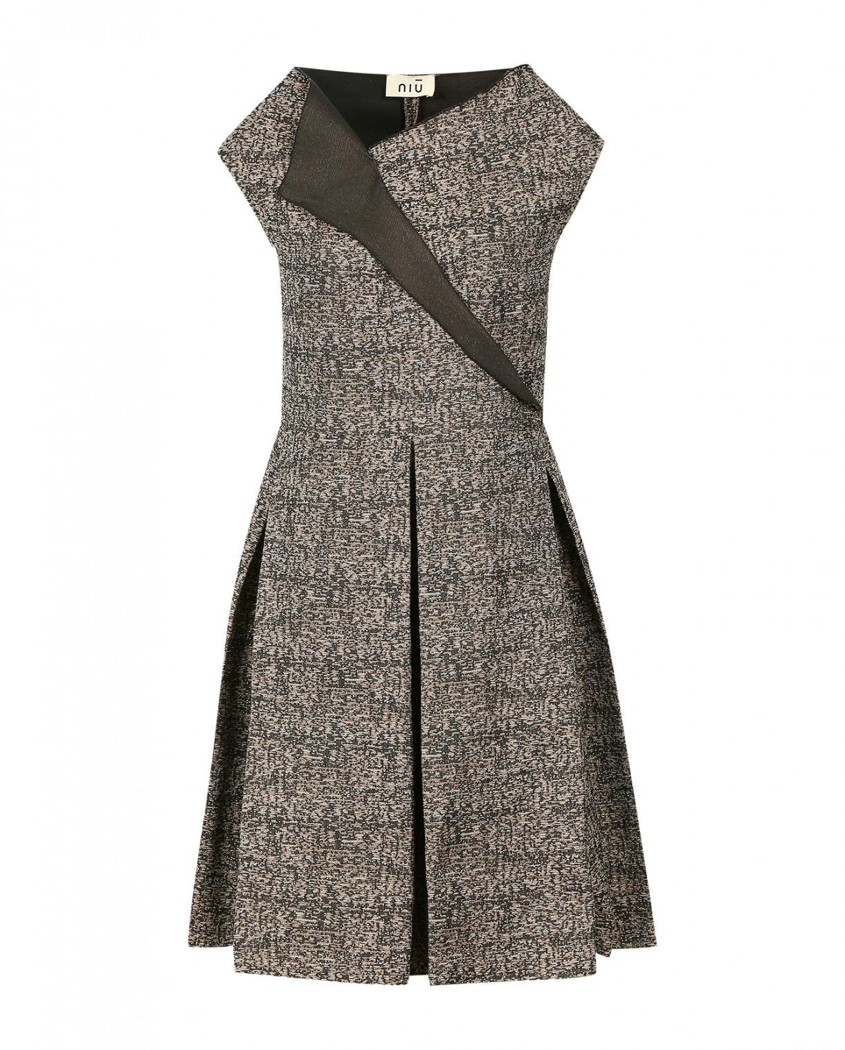 Платье из смешанного хлопка с асимметричным  вырезом NIŪ  –  Общий вид  – Цвет:  Узор