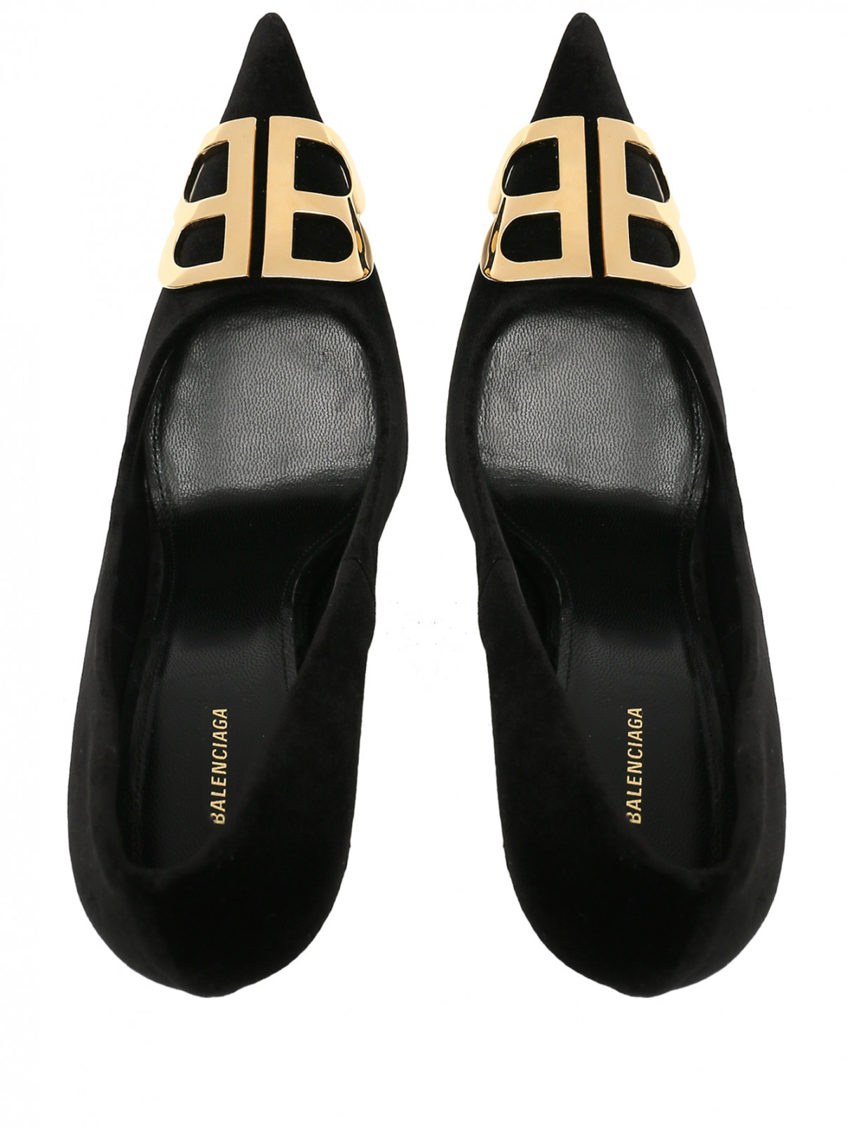 Туфли из бархата с металлической фурнитурой Balenciaga  –  Обтравка4  – Цвет:  Черный