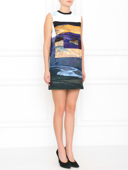 Платье из хлопка с узором Alexander McQueen - Модель Общий вид