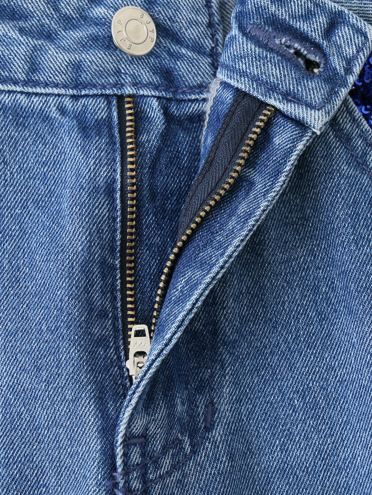Укороченные джинсы декорированные пайетками Sjyp  –  Деталь1  – Цвет:  Синий