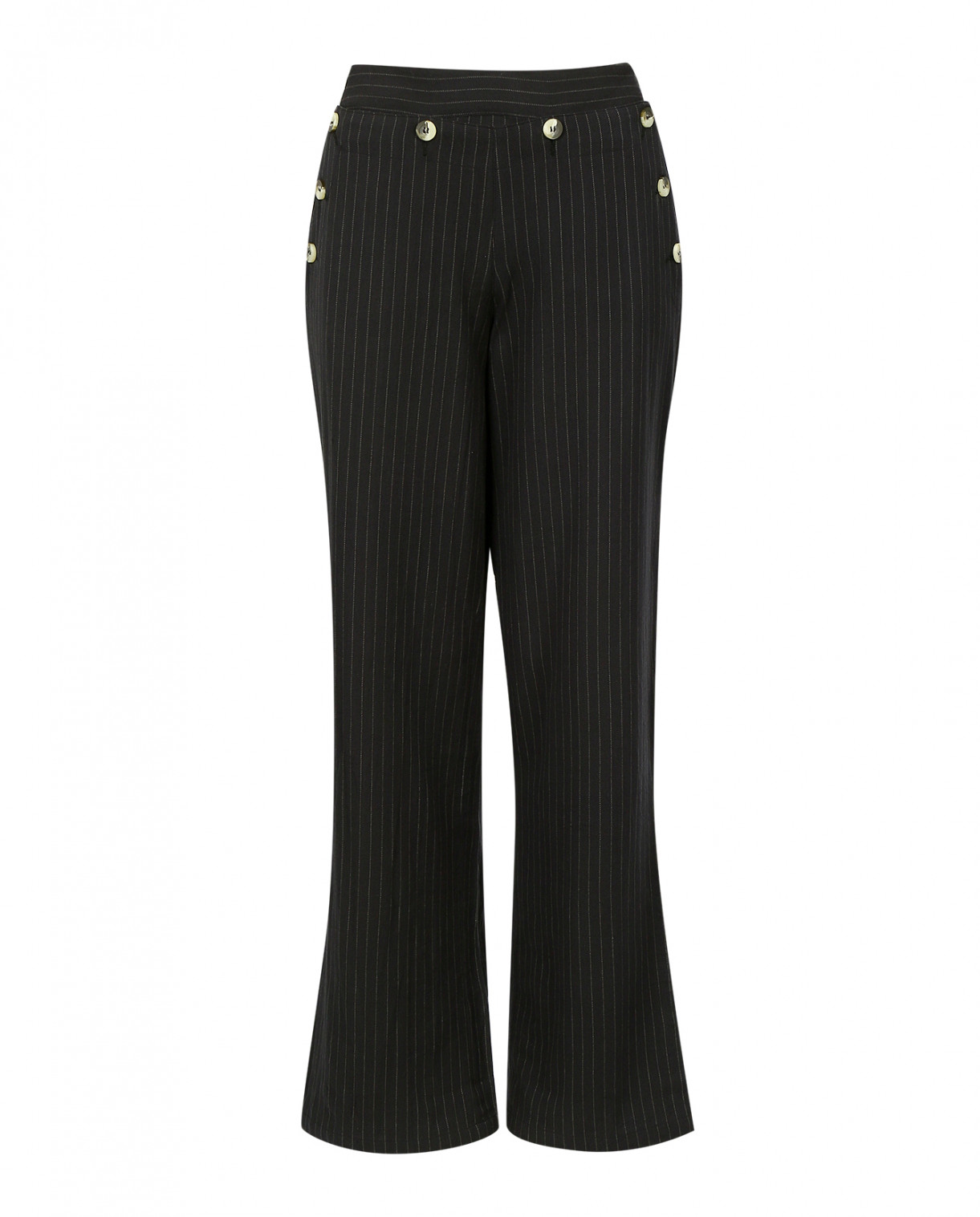 Прямые брюки из хлопка с принтом "полоска" Leon&Harper  –  Общий вид  – Цвет:  Серый