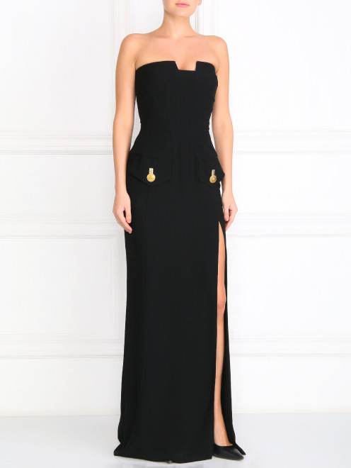 Платье-макси  без бретелей с декоративными пуговицами Versace 1969 - Модель Общий вид