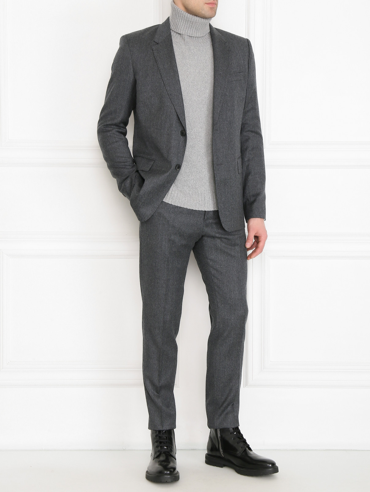 Пиджак из шерсти Ami  –  МодельОбщийВид  – Цвет:  Серый