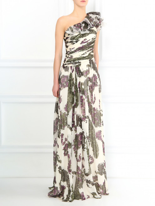Платье-макси из шелка с цветочным узором Giambattista Valli - Модель Общий вид