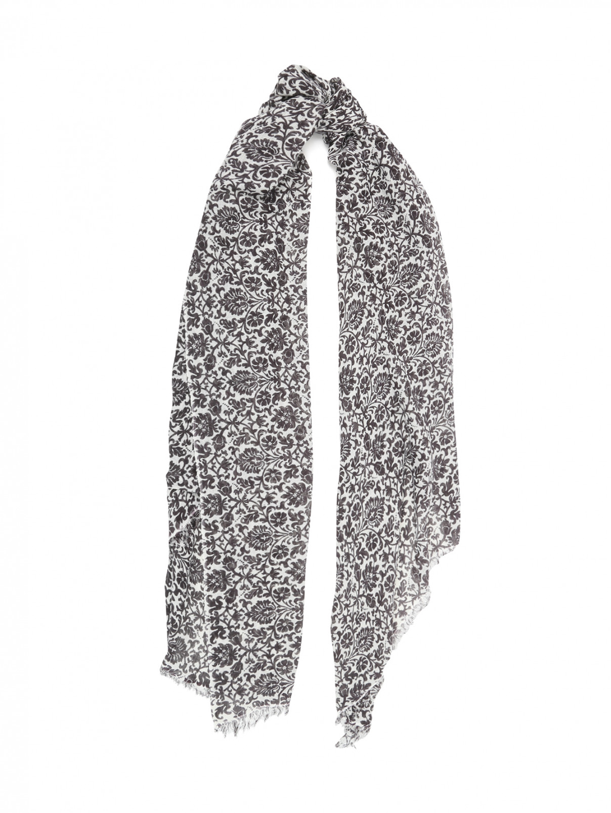 Платок из кашемира, с цветочным узором Alberotanza  –  Общий вид  – Цвет:  Черный