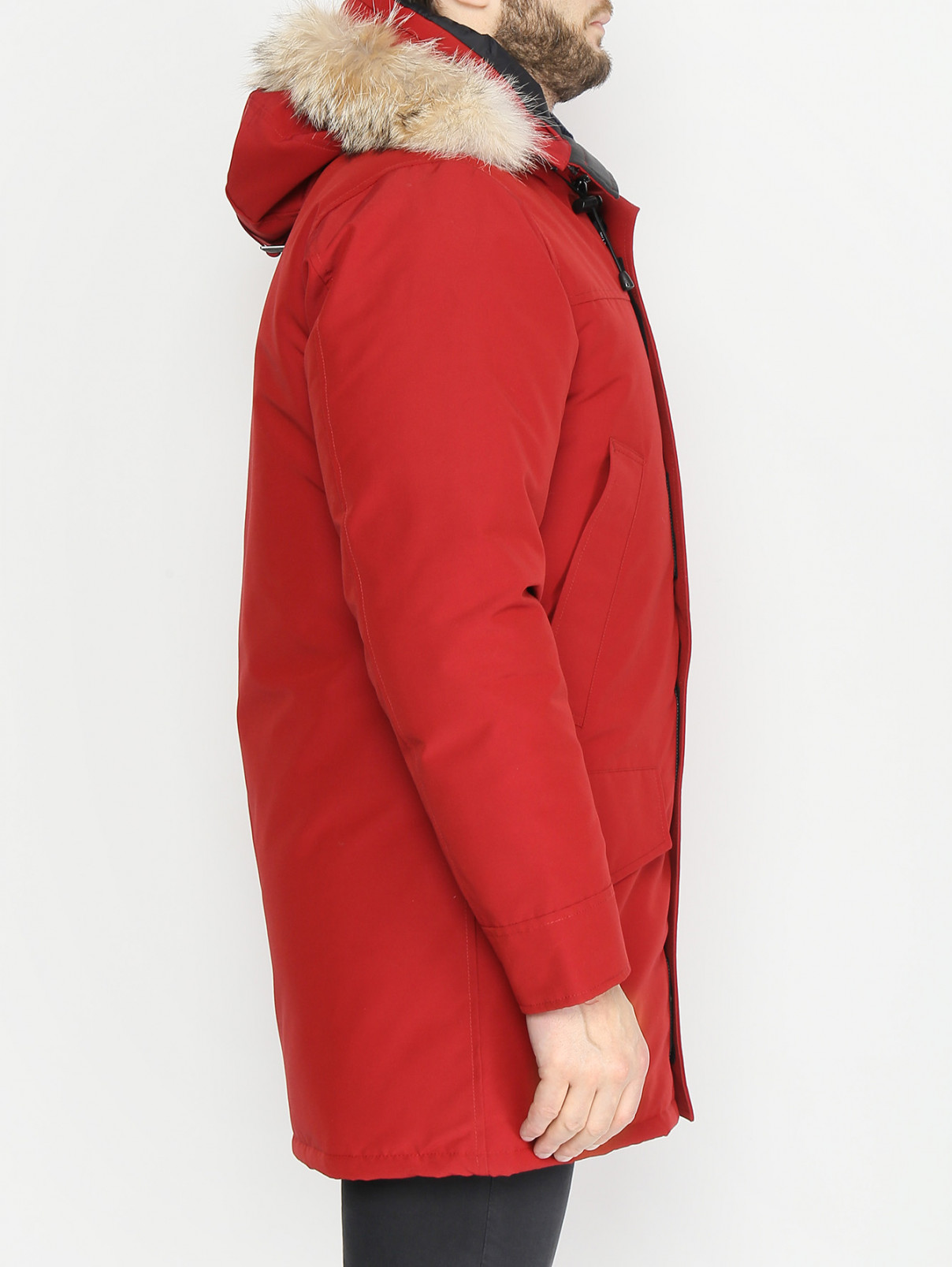 Парка пуховая на молнии с накладными карманами Canada Goose  –  МодельВерхНиз2  – Цвет:  Красный