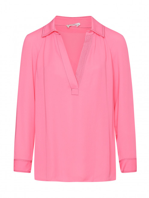 Блуза с контрастной отстрочкой - Общий вид
