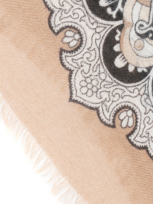 Платок из шерсти и шелка с узором и бахромой Max Mara - Деталь