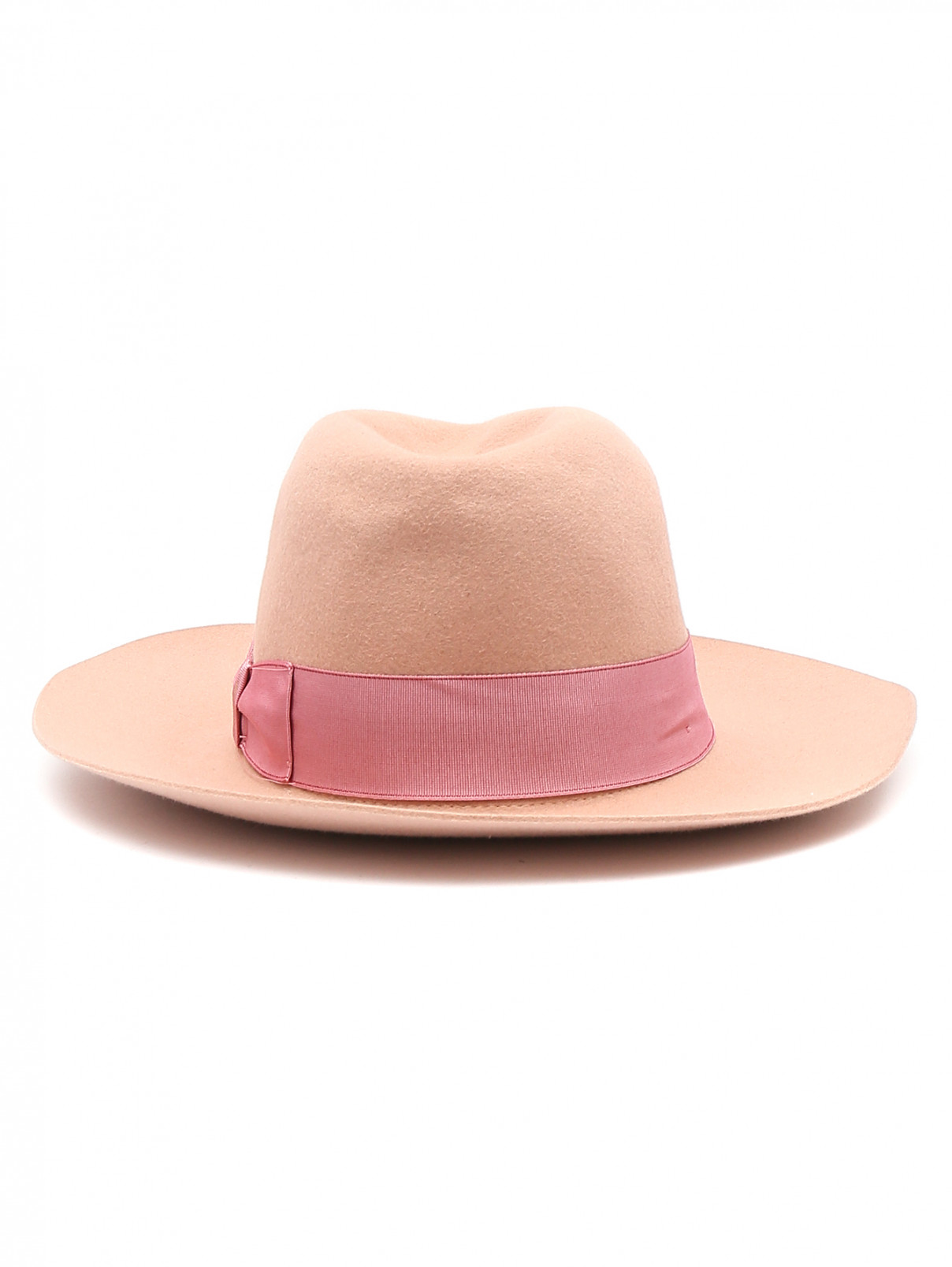 Шляпа из шерсти с контрастной отделкой Borsalino  –  Общий вид  – Цвет:  Розовый