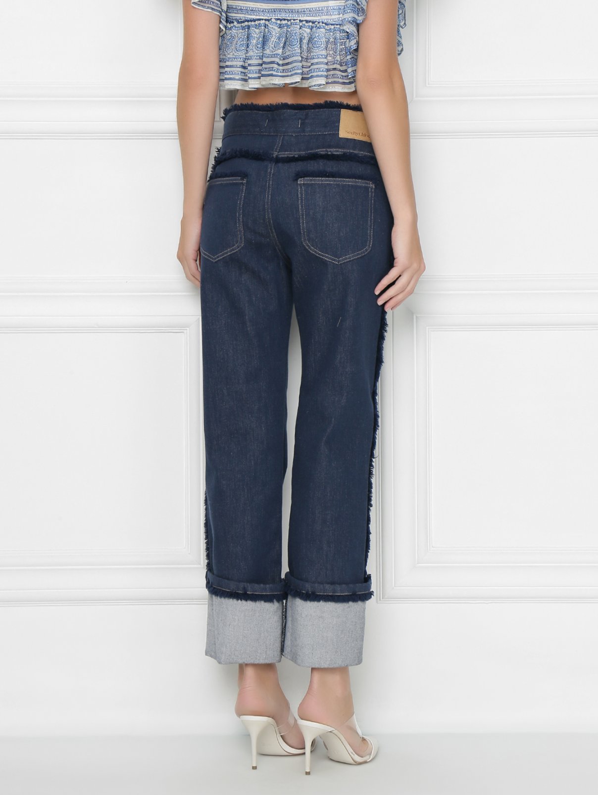 Прямые джинсы с высокой посадкой и бахромой See by Chloe – МодельВерхНиз1 – Цвет: Синий