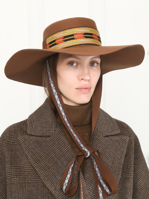 Шляпа из шерсти с контрастной отделкой Etro - МодельОбщийВид